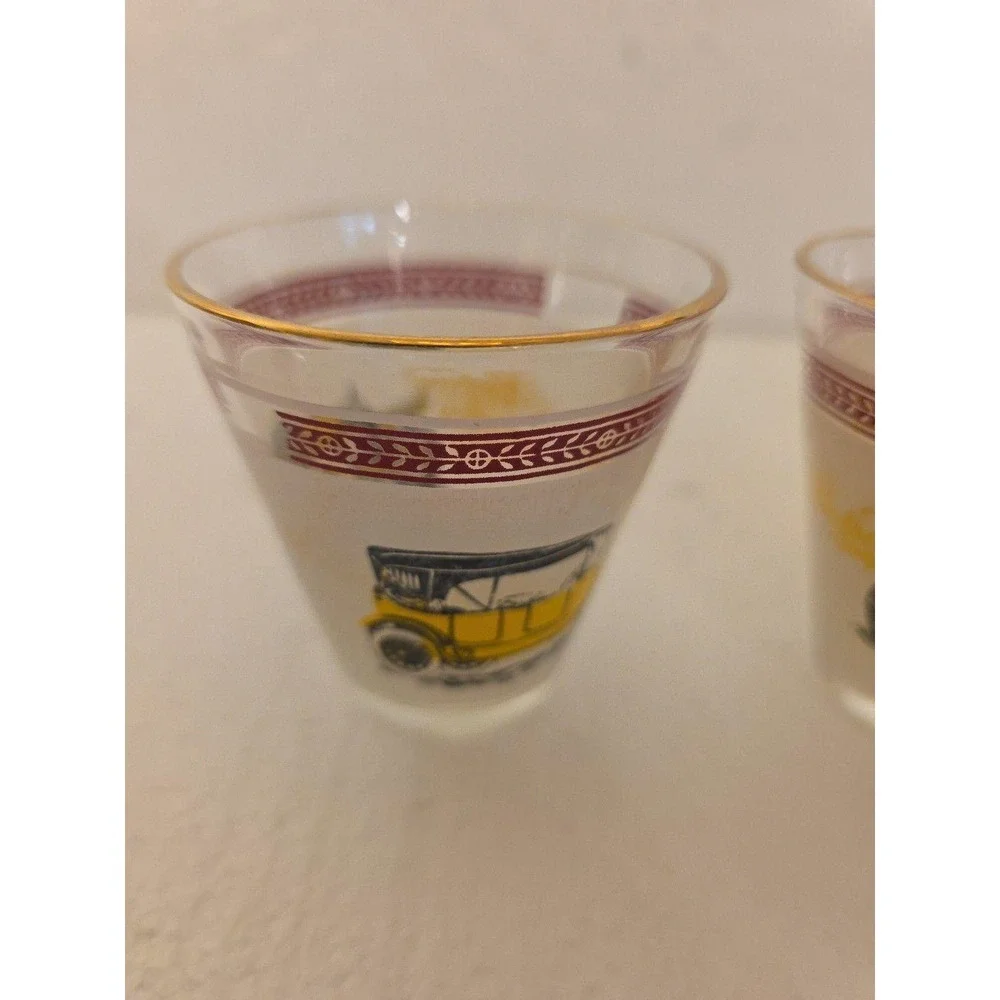 Vintage Hazel Atlas Antique Car Low Ball‎ Glasses - Set of 3